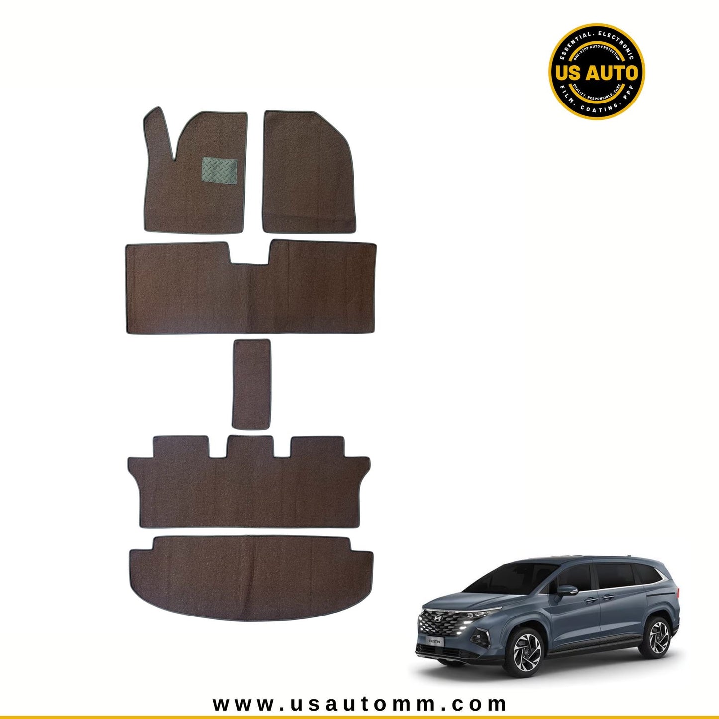 COIL MAT FLOOR MAT (3)ROWS & TRUNK MAT (1) SET (COFFEE) HYUNDAI CUSTIN (2025 UP)