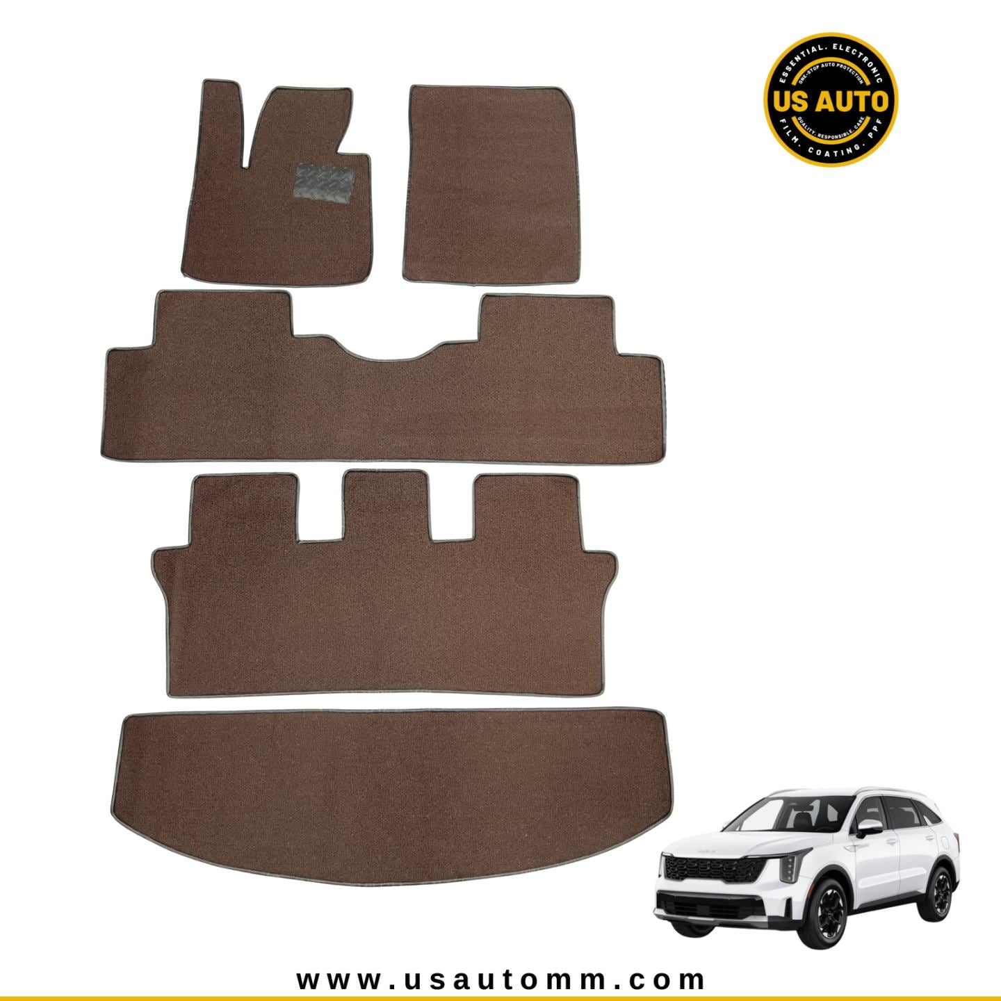 COIL MAT FLOOR MAT (3) ROWS & TRUNK MAT (1) SET (COFFEE) KIA SORENTO (2024 UP)