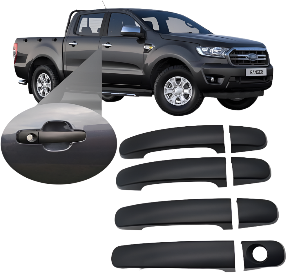 DOOR HANDLE COVER (1)SET=(4)PCS (BLACK) FORD RANGER DC XL (19~20)