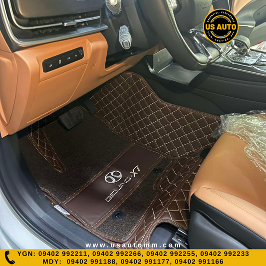 HAND SEW 2 LAYER (2)ROWS FLOOR MAT (COFFEE) BAIC X7 (2020 UP)