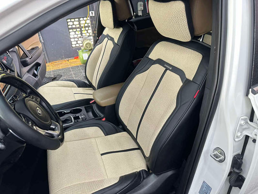 RAYMAX LUXURY SEAT COVER (H-2021-7) (1) SET (BEIGE + BLACK)