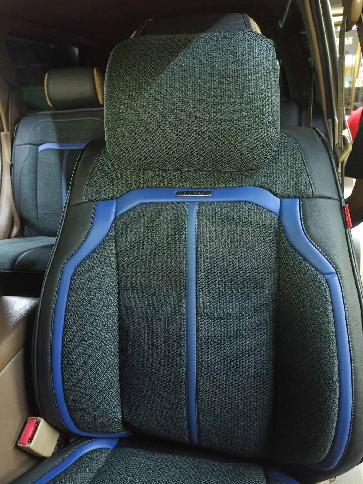 RAYMAX LUXURY SEAT COVER (H-2021-7) (1) SET (BLACK + BLACK + BLUE)