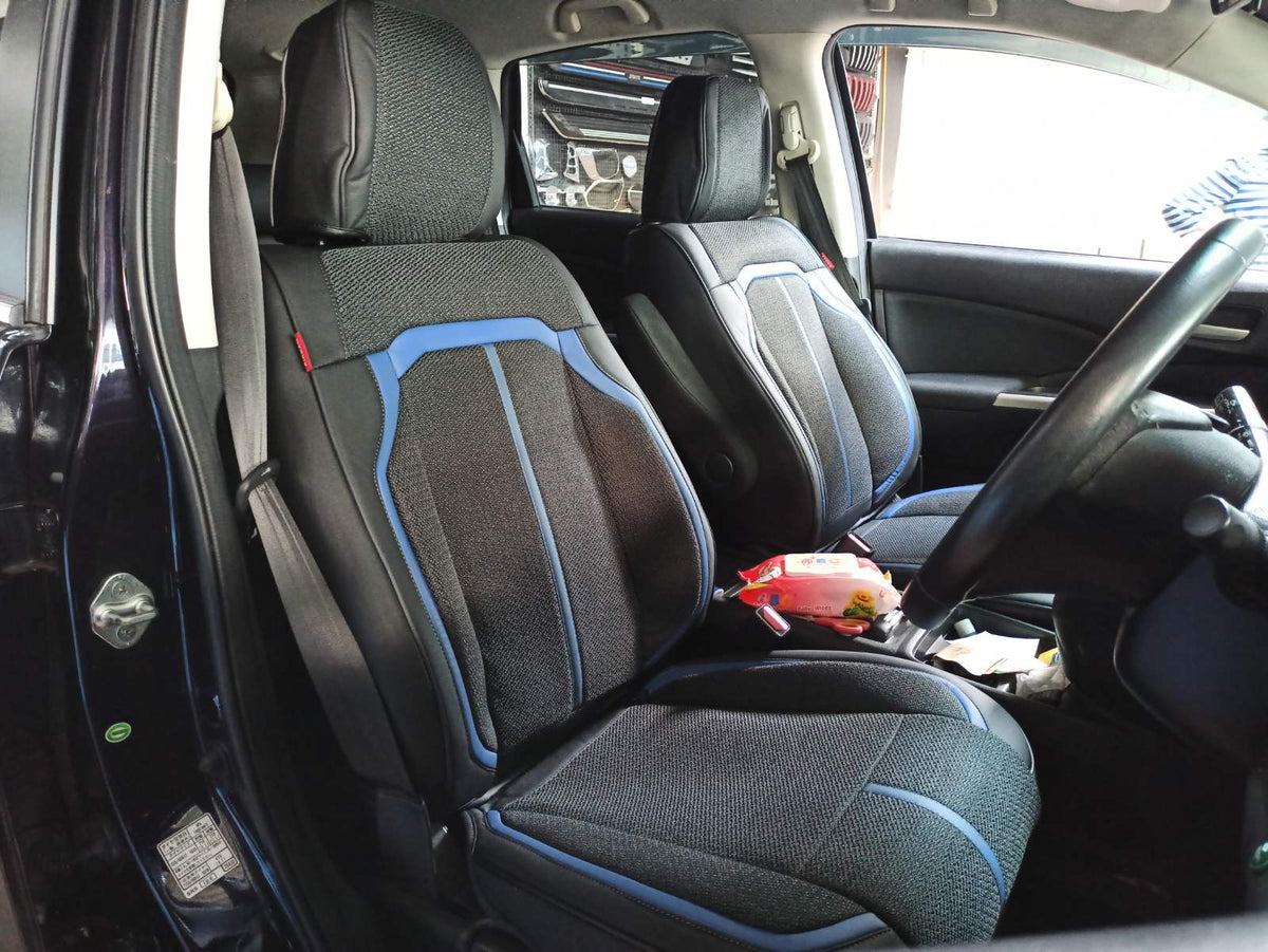 RAYMAX LUXURY SEAT COVER (H-2021-7) (1) SET (BLACK + BLACK + BLUE)