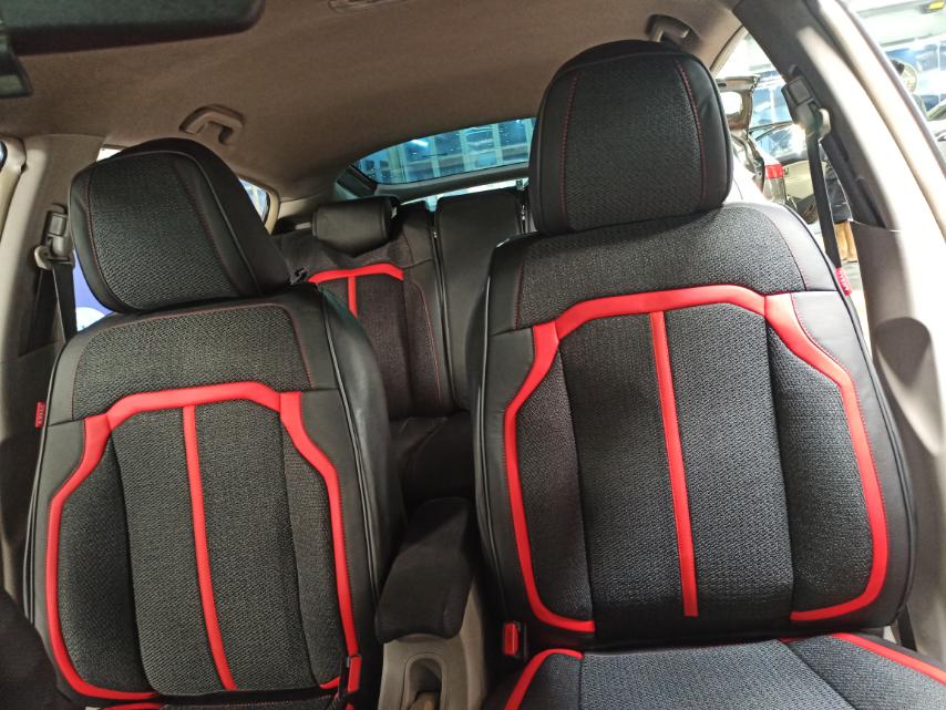 RAYMAX LUXURY SEAT COVER (H-2021-7) (1) SET (BLACK + BLACK + RED)