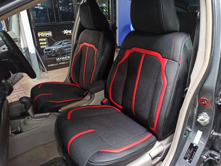 RAYMAX LUXURY SEAT COVER (H-2021-7) (1) SET (BLACK + BLACK + RED)