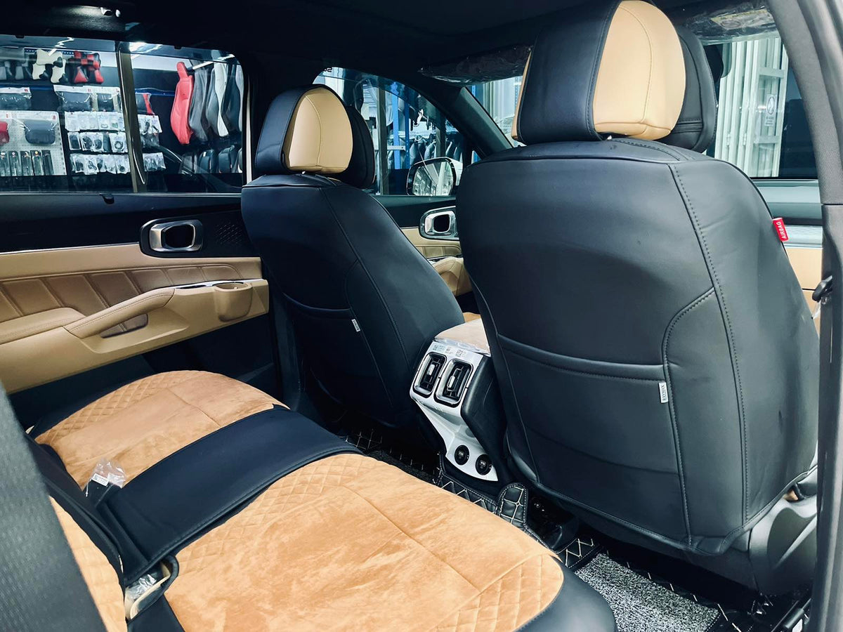 RAYMAX LUXURY SEAT COVER (H-QD21-06) (1) SET (BLACK + BROWN)