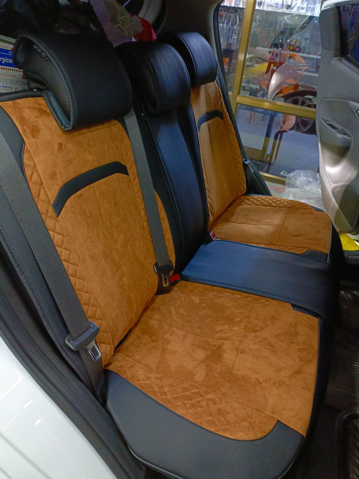 RAYMAX LUXURY SEAT COVER (H-QD21-06) (1) SET (BLACK + BROWN)