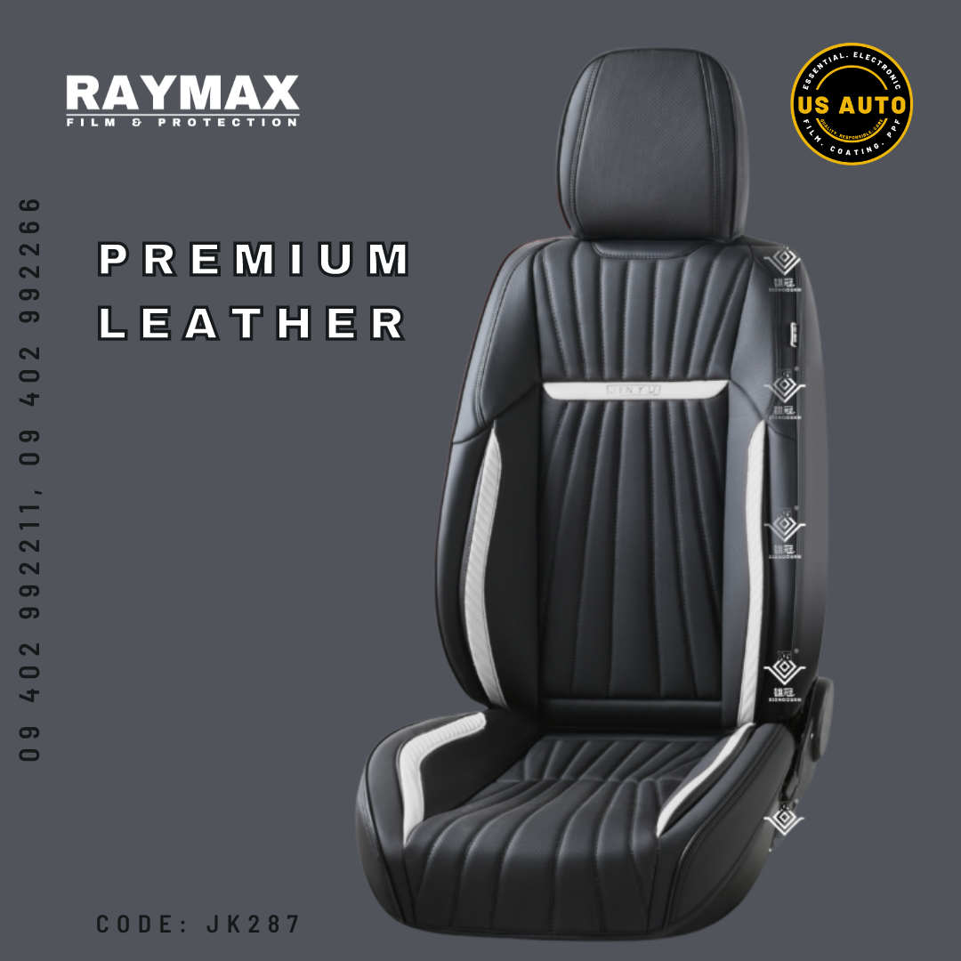 RAYMAX PREMIUM SEAT COVER (JK287) (1) SET  (BLACK + WHITE)