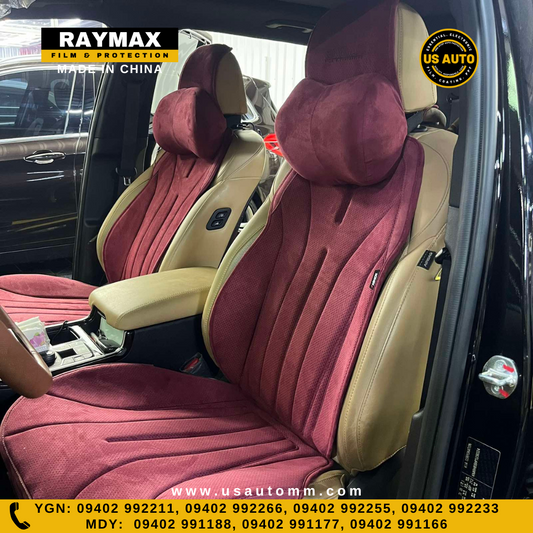 RAYMAX PREMIUM SUEDE SEAT PAD FULL SET (WINE RED)