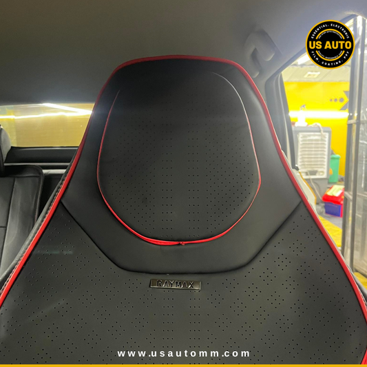 RAYMAX LUXURY SEAT JOINT COVER - LEATHER (JK548) (1) SET (BLACK + RED + BLACK)