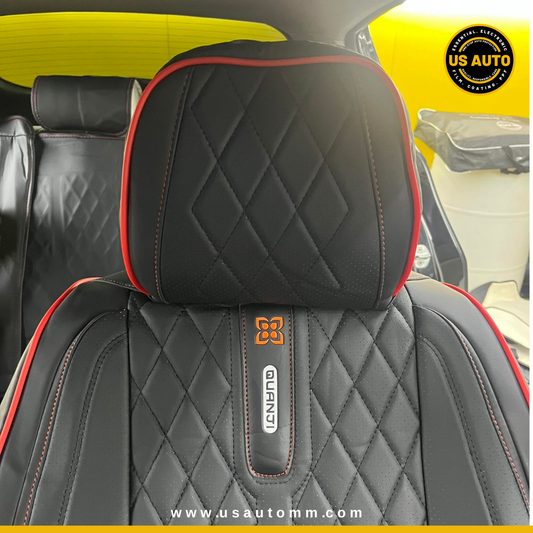 RAYMAX PREMIUM SEAT COVER - LEATHER (JK540) (1) SET (BLACK + RED)