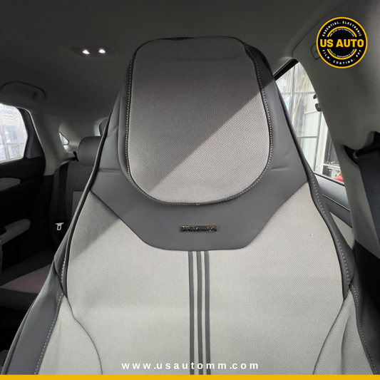 RAYMAX LUXURY SEAT JOINT COVER - JEAN & LEATHER (JK545) (1) SET (GREY + GREY )