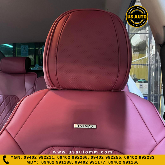 RAYMAX LUXURY SEAT COVER - LEATHER (H-23CX-08) (1) SET (WINE RED)