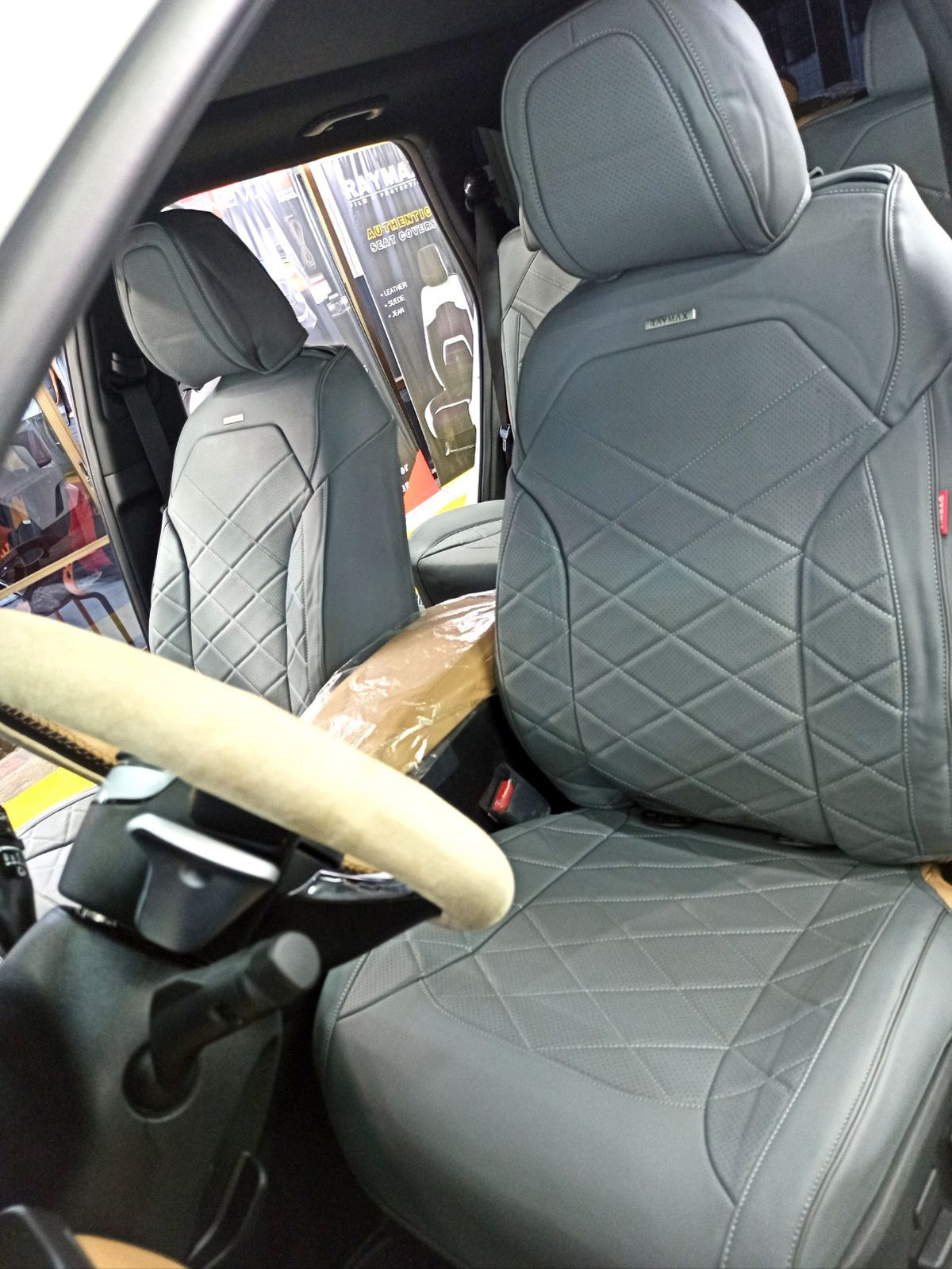 RAYMAX LUXURY SEAT COVER (H-24CX-08) (1) SET (GREY + GREY)