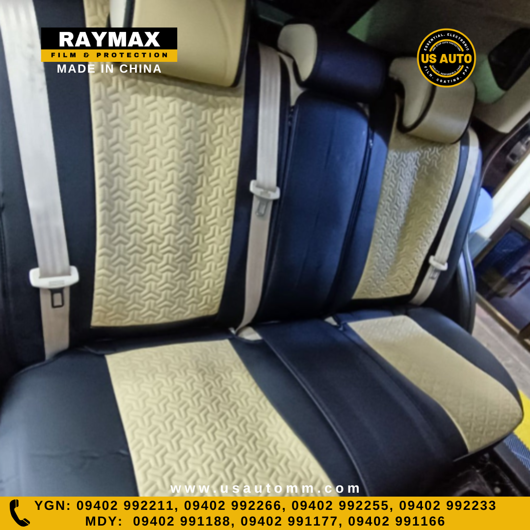 RAYMAX PREMIUM SEAT COVER - LEATHER (H- 2022CX- 12) (1)SET (BLACK + BEIGE)