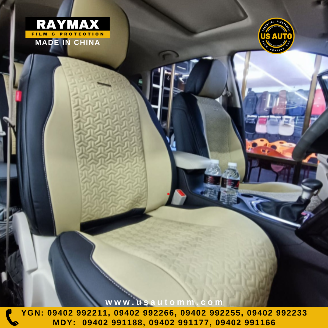RAYMAX PREMIUM SEAT COVER - LEATHER (H- 2022CX- 12) (1)SET (BLACK + BEIGE)