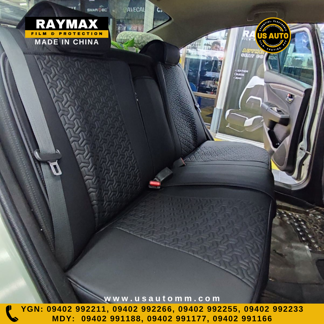 RAYMAX PREMIUM SEAT COVER - LEATHER (H- 2022CX- 12) (1)SET (BLACK + BLACK)