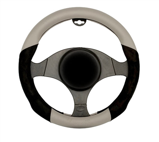 STEERING COVER PVC+SUEDE (H5) (BLACK + GRAY)