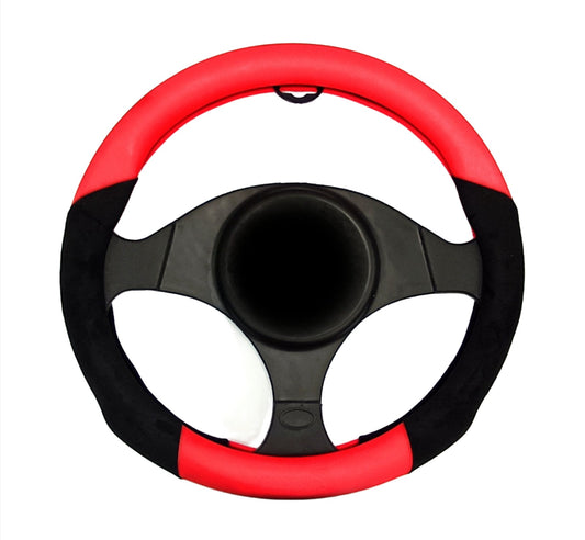 STEERING COVER PVC+SUEDE (H5) (BLACK + RED)