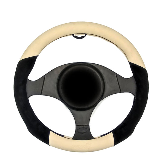 STEERING COVER PVC+SUEDE (H5) (BLACK + WHITE)