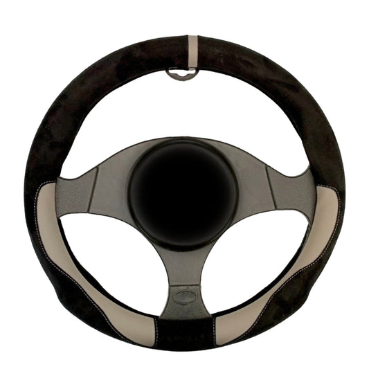 STEERING COVER PVC+SUEDE (H6) (BLACK + GRAY)