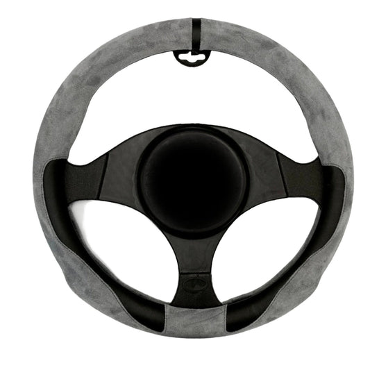 STEERING COVER PVC+SUEDE (H6) (GRAY + BLACK)