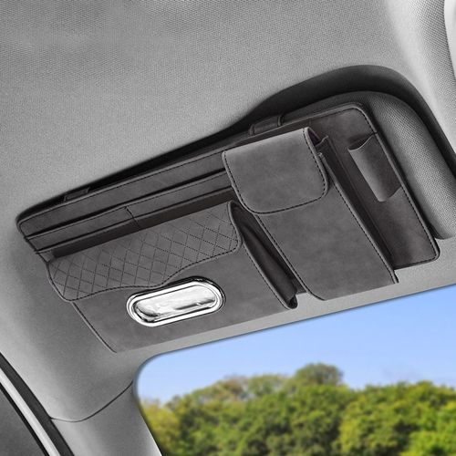 SUN VISOR ORGANIZER WITH TISSUE BOX (GREY)