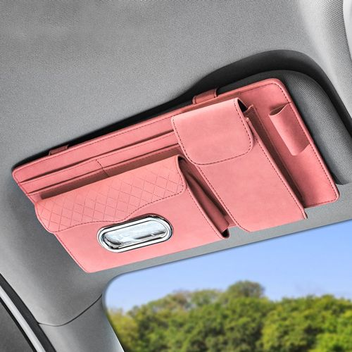 SUN VISOR ORGANIZER WITH TISSUE BOX (ROSE RED)