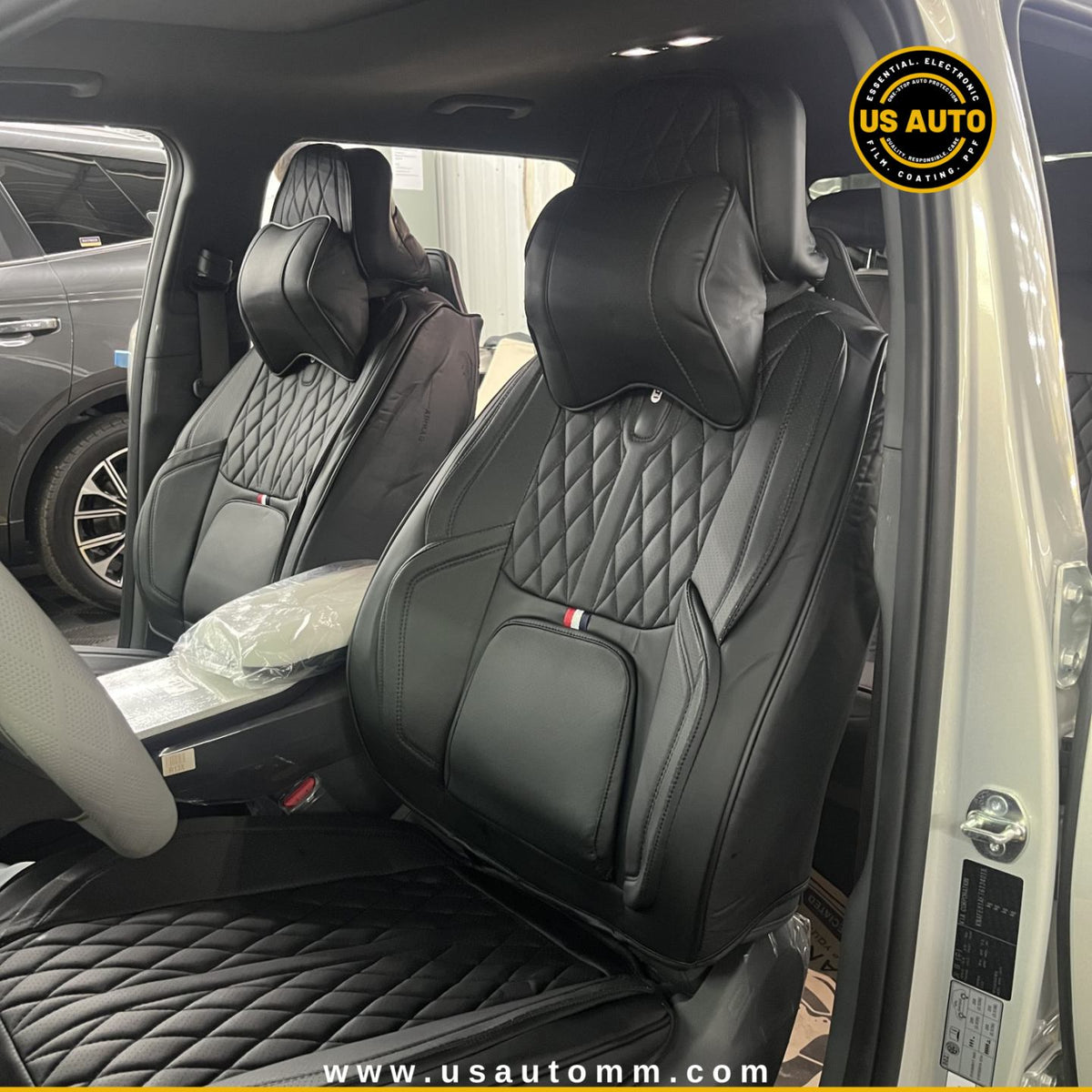 RAYMAX PREMIUM SEAT COVER - LEATHER (JK540) (1) SET (BLACK + BLACK)