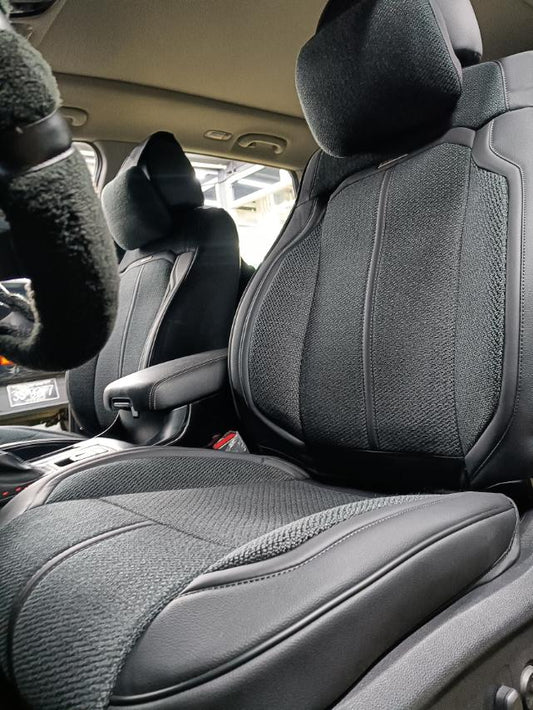 RAYMAX LUXURY SEAT COVER - JEAN (H-2021-7) (1) SET (BLACK + BLACK + BLACK)