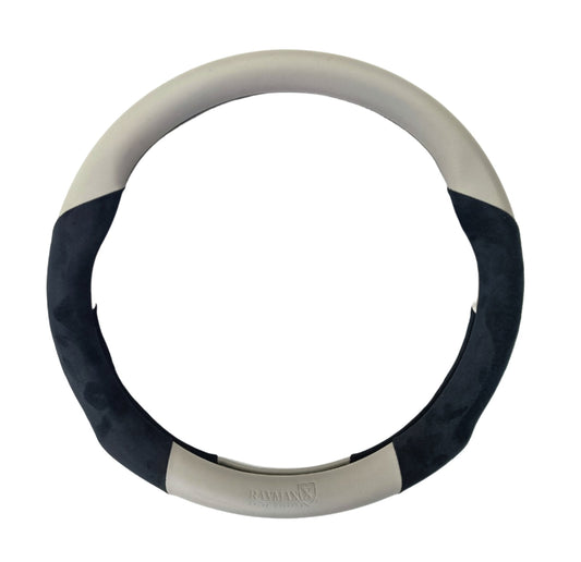 STEERING COVER PVC+SUEDE (H5) (BLACK + GRAY)