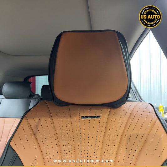 RAYMAX PREMIUM SEAT COVER - LEATHER (JK537) (1) SET (BROWN + BLACK)