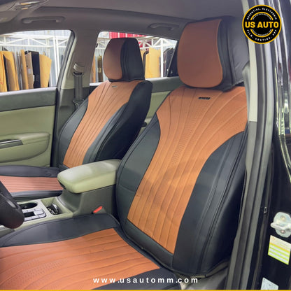 RAYMAX PREMIUM SEAT COVER - LEATHER (JK537) (1) SET (BROWN + BLACK)