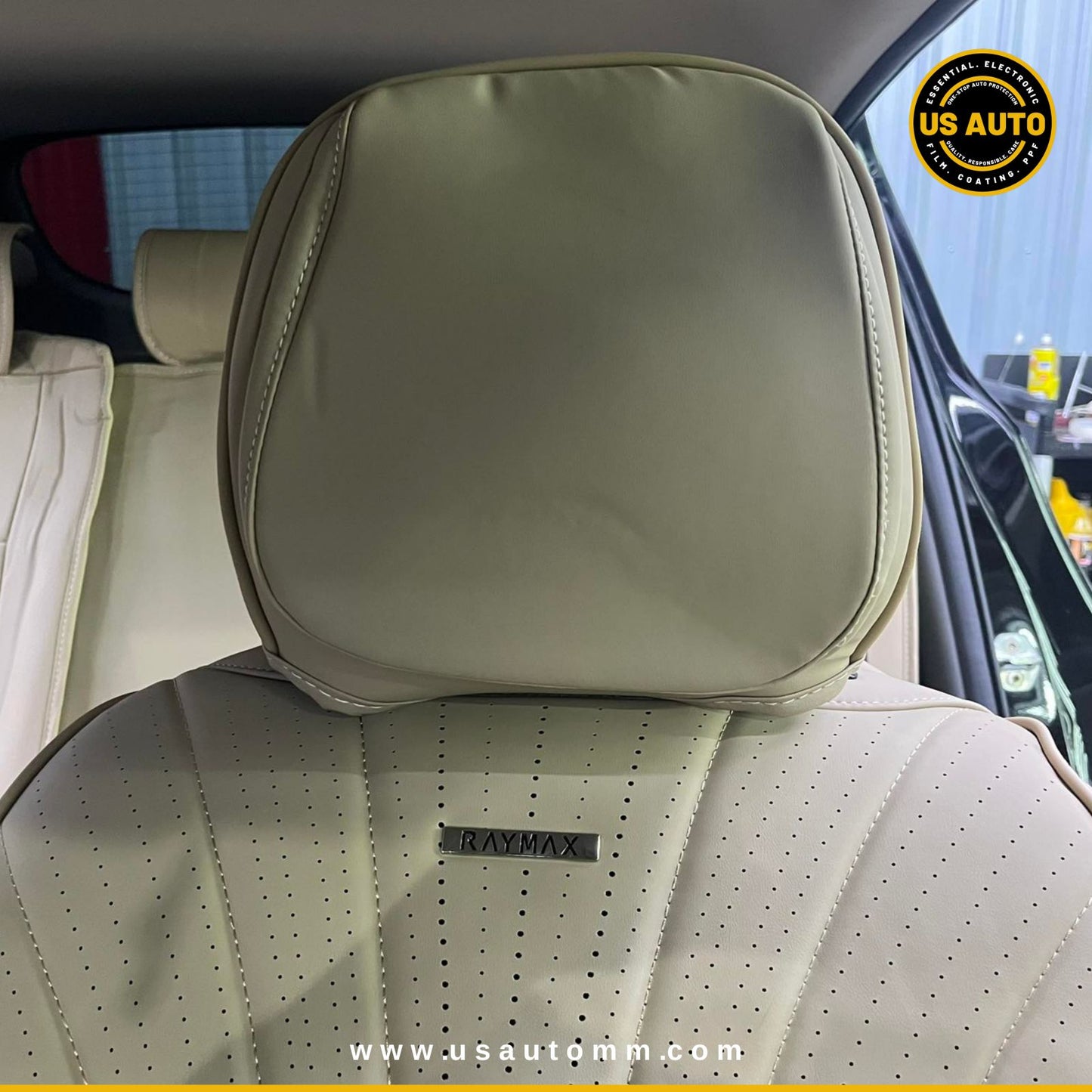 RAYMAX PREMIUM SEAT COVER - LEATHER (JK537) (1) SET (BEIGE + BEIGE)