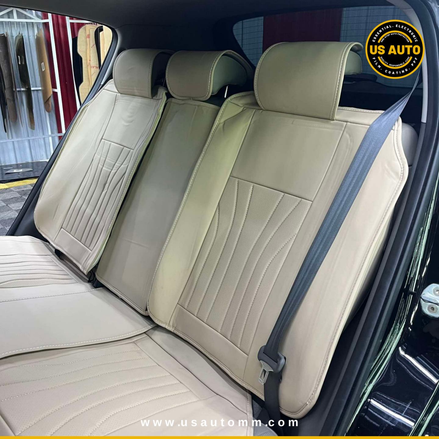 RAYMAX PREMIUM SEAT COVER - LEATHER (JK537) (1) SET (BEIGE + BEIGE)