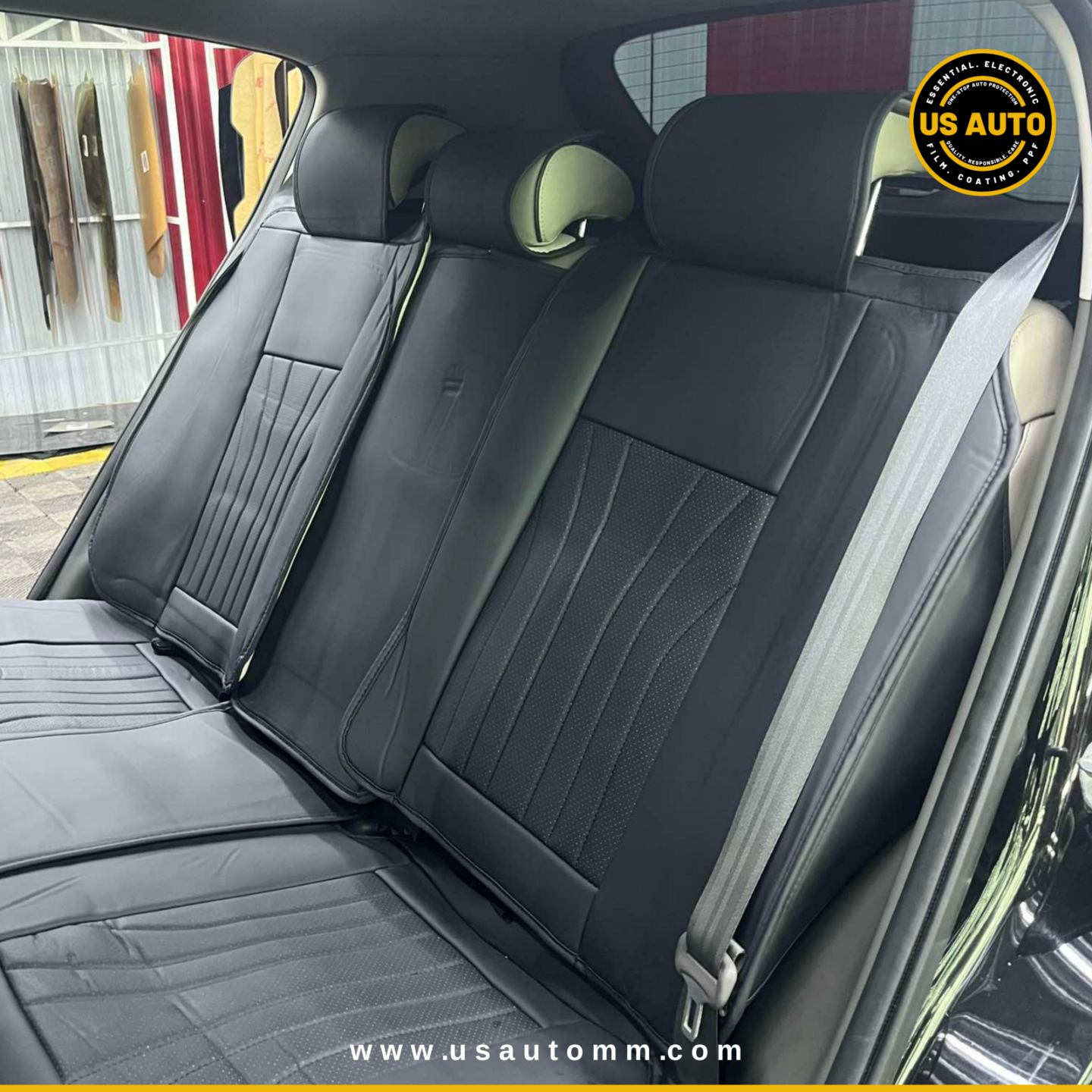 RAYMAX PREMIUM SEAT COVER - LEATHER (JK537) (1) SET  (BLACK + BLACK)