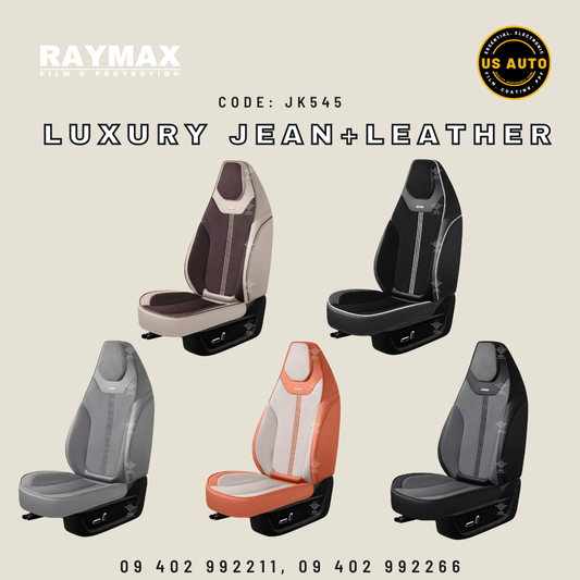RAYMAX LUXURY SEAT JOINT COVER - JEAN & LEATHER (JK545) (1) SET 