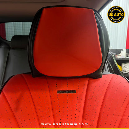 RAYMAX PREMIUM SEAT COVER - LEATHER (JK537) (1) SET  (RED + BLACK)