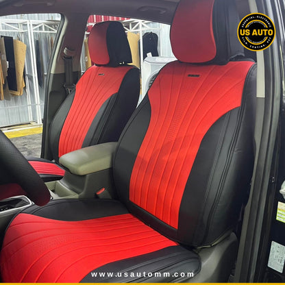 RAYMAX PREMIUM SEAT COVER - LEATHER (JK537) (1) SET  (RED + BLACK)