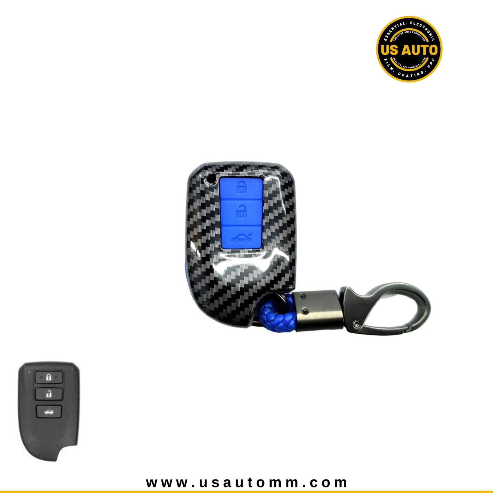 CARBON FIBER KEY COVER (BLUE) TOYOTA VIOS (2016 UP) – US AUTO