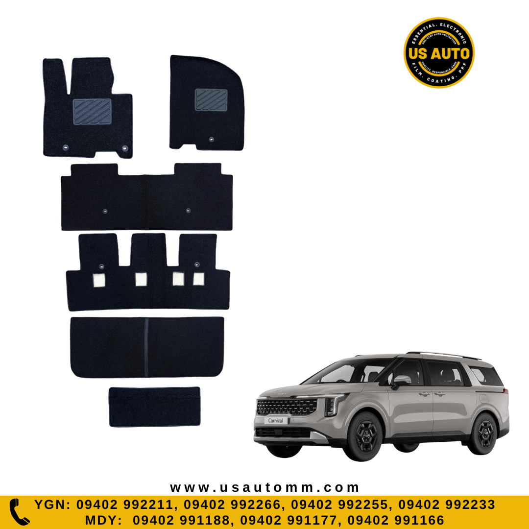 COIL MAT FLOOR MAT (3)ROWS & TRUNK MAT (1) SET (BLACK) KIA CARNIVAL SEDONA (2021 UP)