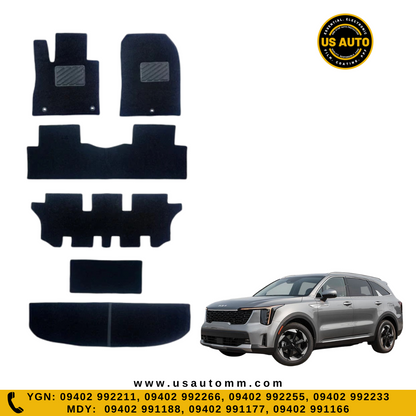 COIL MAT FLOOR MAT (3)ROWS & TRUNK MAT (1) SET (BLACK) KIA SORENTO (2024 UP)