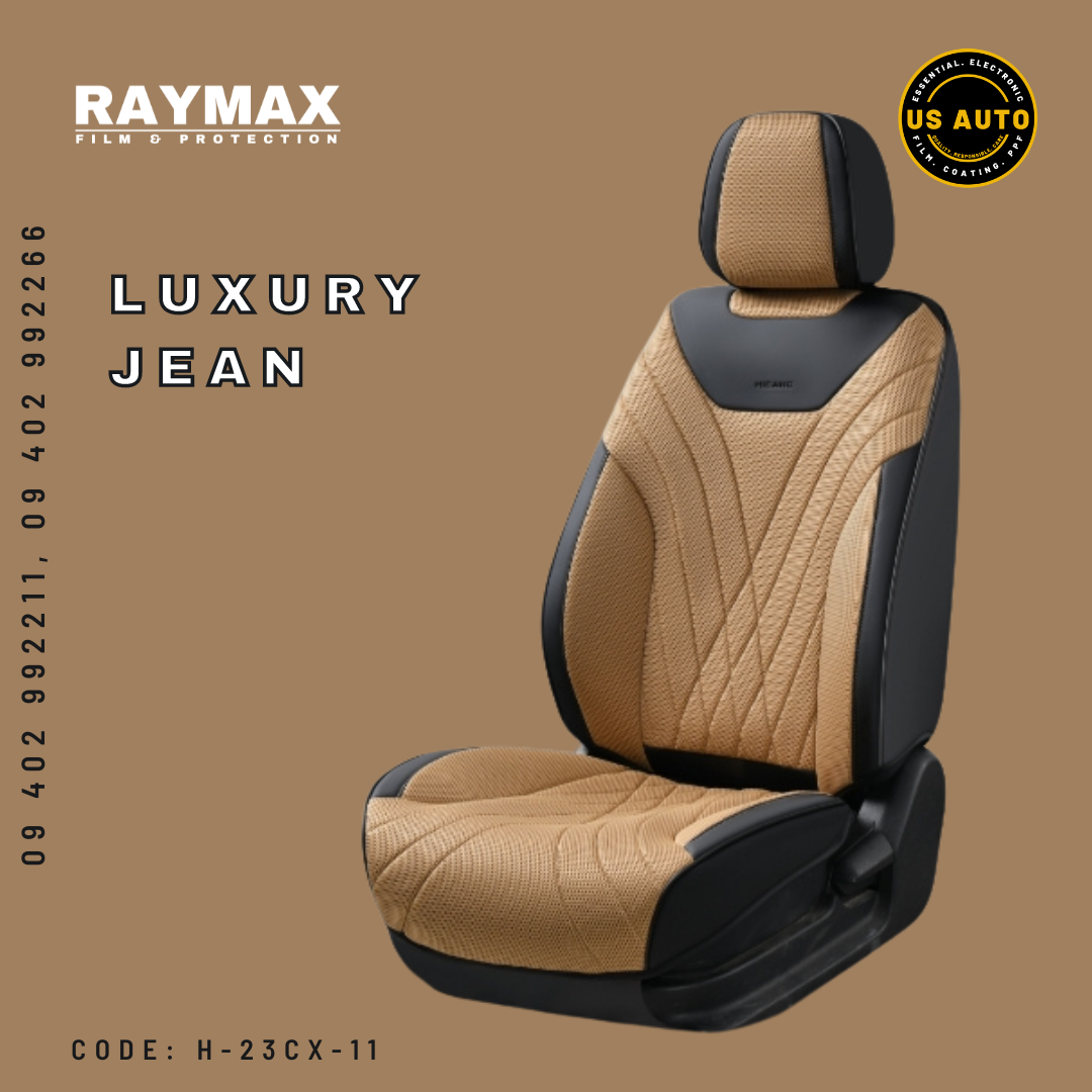 RAYMAX LUXURY SEAT COVER (H-23CX-11) (1) SET (BLACK + CAMEL)