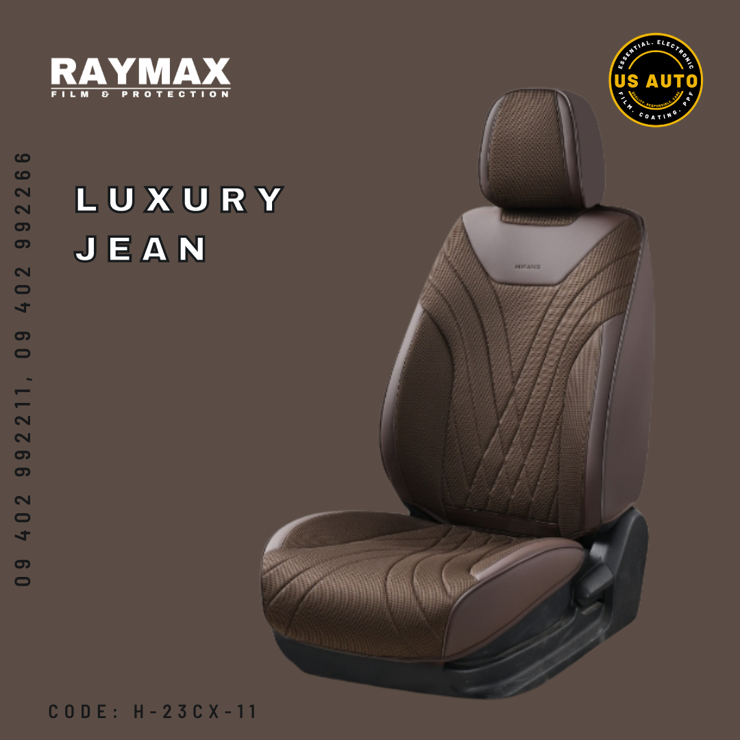 RAYMAX LUXURY SEAT COVER (H-23CX-11) (1) SET (BLACK + CAMEL)