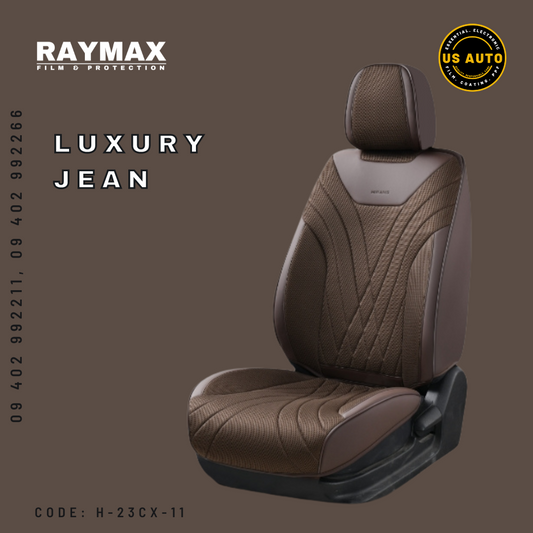 RAYMAX LUXURY SEAT COVER (H-23CX-11) (1) SET (BLACK + CAMEL)