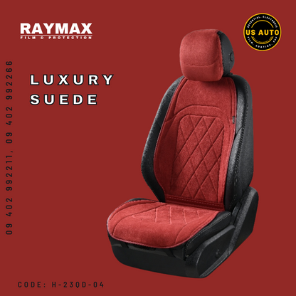 RAYMAX LUXURY SUEDE SEAT PAD FULL SET (WINE RED)