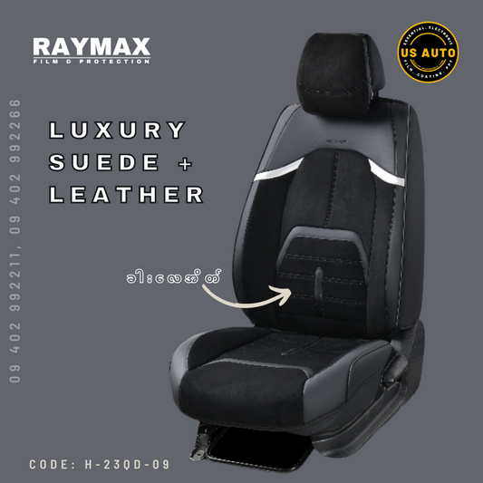 RAYMAX LUXURY SEAT COVER (H-23QD-09) (1) SET (BLACK + BLACK)