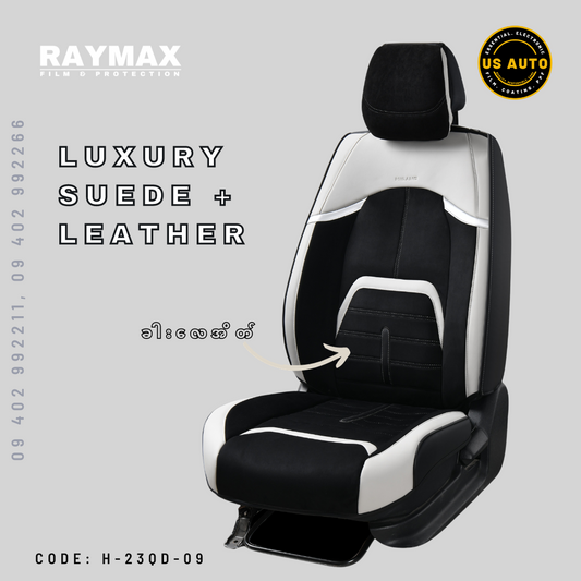 RAYMAX LUXURY SEAT COVER (H-23QD-09) (1) SET (BLACK + WHITE)