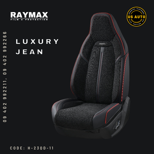 RAYMAX LUXURY SEAT COVER (H-23QD-11) (1) SET (BLACK + RED)