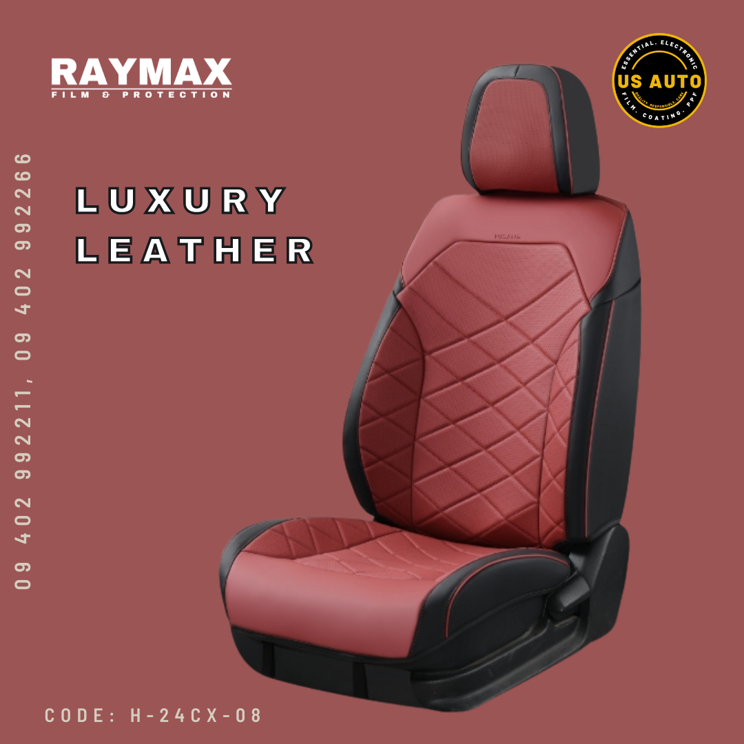 RAYMAX LUXURY SEAT COVER (H-24CX-08) (1) SET (BLACK + RED)